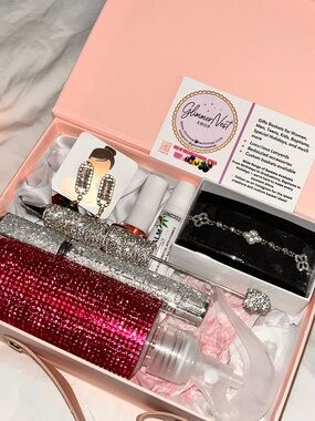 ✨ Teen Glam Gift Box ✨ GiftBasket Glimmering Pink & Silver Rhinestone